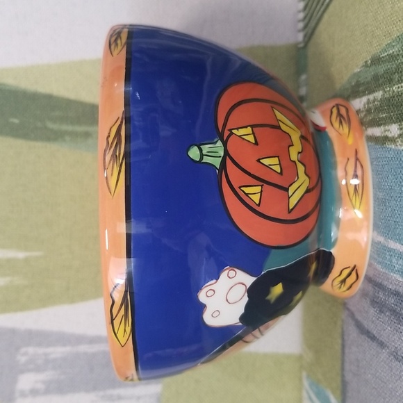 Catzilla Halloween Bowl Candace Reiter Wizard Cat Witchy Devil Hand Painted - Picture 9 of 13
